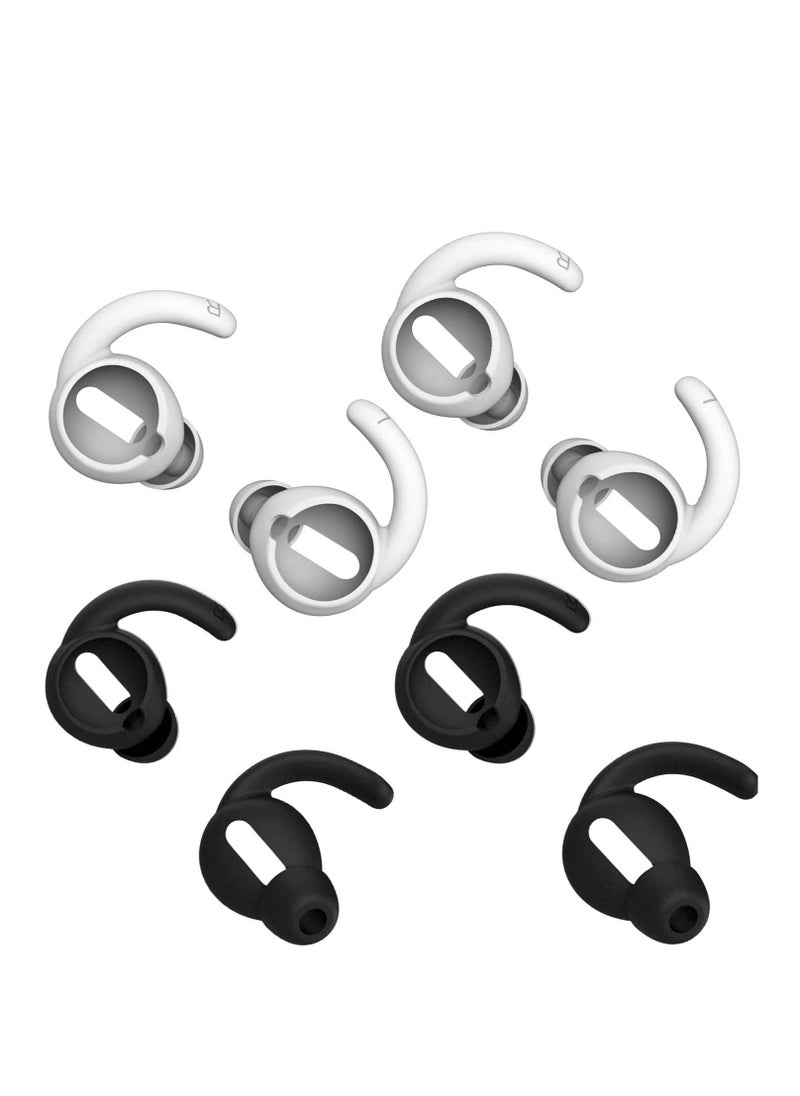KASTWAVE 4 Pairs EarHook Covers for AirPods 1/2, Soft Silicone Skin Compatible with Apple Headphone, Lightweight Sound Quality Enhancement for Outdoor Activities (4 Black, 4 White)  - Image 1