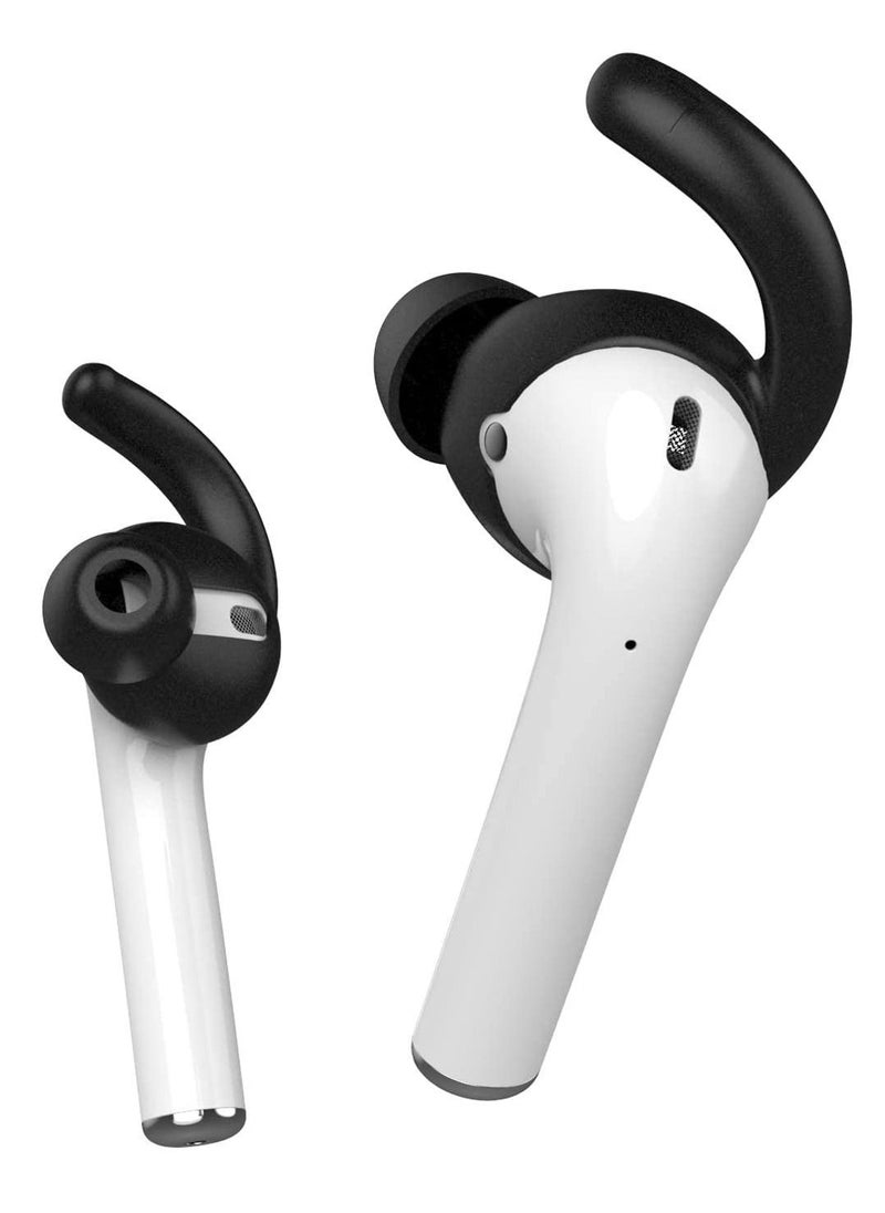 KASTWAVE 4 Pairs EarHook Covers for AirPods 1/2, Soft Silicone Skin Compatible with Apple Headphone, Lightweight Sound Quality Enhancement for Outdoor Activities (4 Black, 4 White)  - Image 3