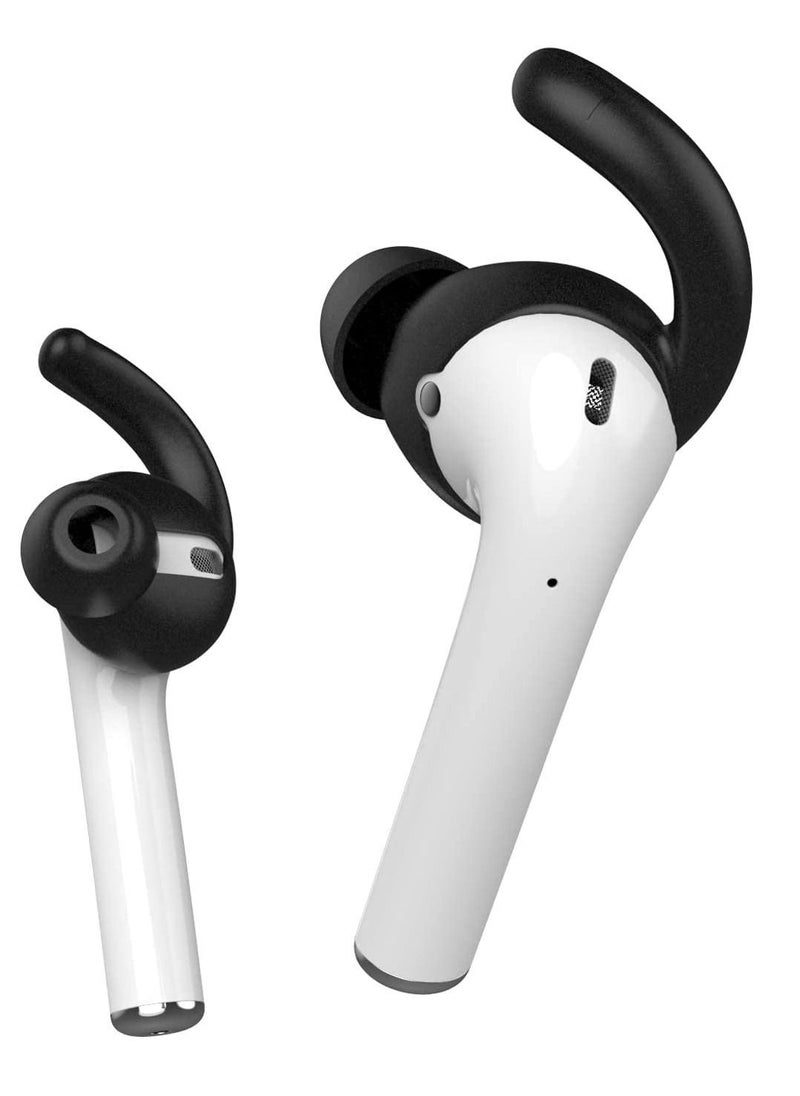 KASTWAVE 4 Pairs EarHook Covers for AirPods 1/2, Soft Silicone Skin Compatible with Apple Headphone, Lightweight Sound Quality Enhancement for Outdoor Activities (4 Black, 4 White)  - Image 5