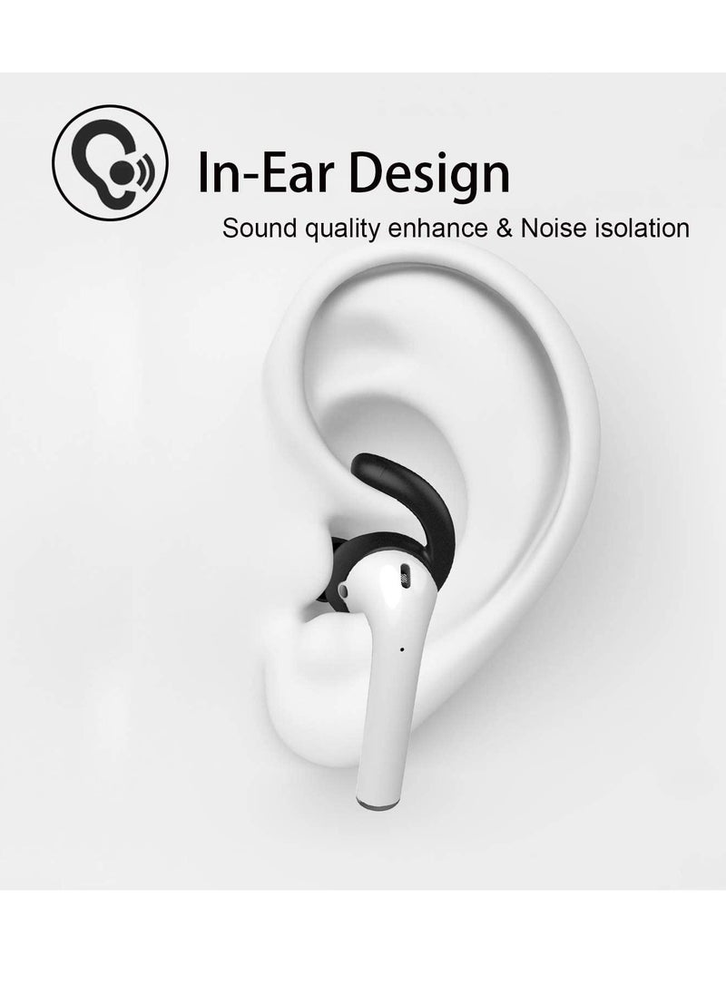 KASTWAVE 4 Pairs EarHook Covers for AirPods 1/2, Soft Silicone Skin Compatible with Apple Headphone, Lightweight Sound Quality Enhancement for Outdoor Activities (4 Black, 4 White)  - Image 4
