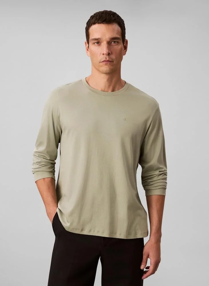 CALVIN KLEIN Long Sleeve Interlock Crew Neck T-Shirt