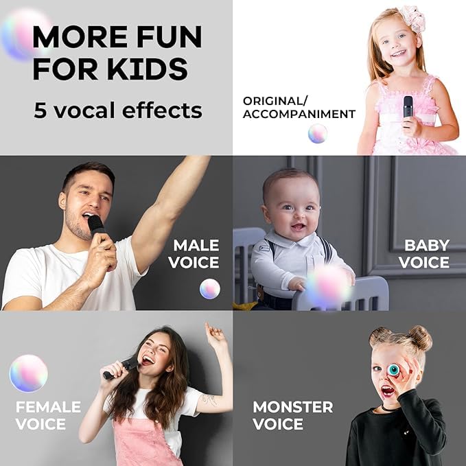 Kidara SingStar Karaoke Speaker and Wireless Mic for Kids Toddlers Bluetooth Portable for Girls Boys Perfect Birthday Gifts Ages 4, 5, 6, 7, 8, 9, 10+ Years Black - Image 3
