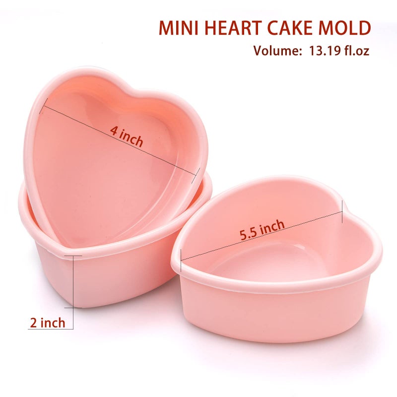 Dootafy 4 Pack Mini Heart Cake Pan 4 Inch Silicone Heart Cake Mold Baking Pan Nonstick Heart Shaped Molds For Valentines Day Anniversary Birthday Cake Snack Tart Muffin Cupcake Cheesecake Baking - Image 3