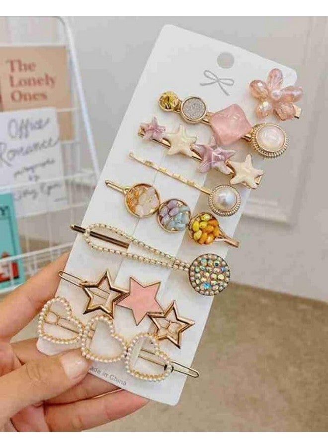 CHRONEX 8 Piece Korean Style Pearl Metal Hair clips, Plastic Pearl Barrettes Hairpin Hair Clip, Hair Claw, Synthentic Hair Extension for Womens - Image 1