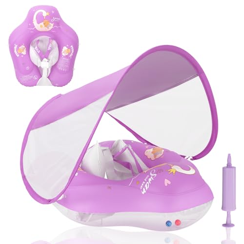 LOOWARTS Baby Pool Float with Canopy and Safety SeatInfant Swim Float Pool Float Baby Water Float Swimming Floats UPF50 UV Protection for Kids from 3 to 36 MonthsS312 MonthL636 Month - Image 1