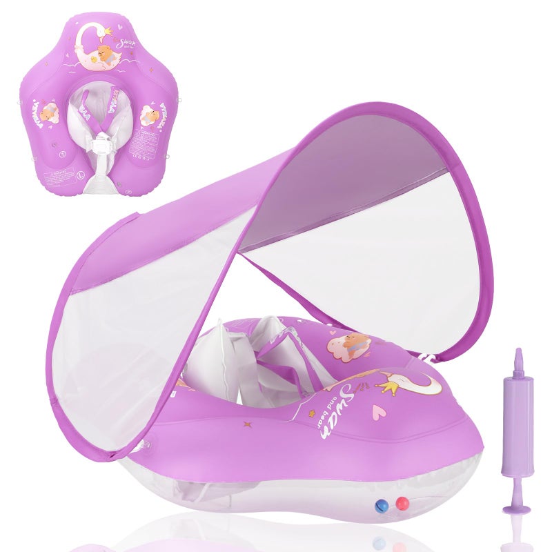 LOOWARTS Baby Pool Float with Canopy and Safety SeatInfant Swim Float Pool Float Baby Water Float Swimming Floats UPF50 UV Protection for Kids from 3 to 36 MonthsS312 MonthL636 Month - Image 2