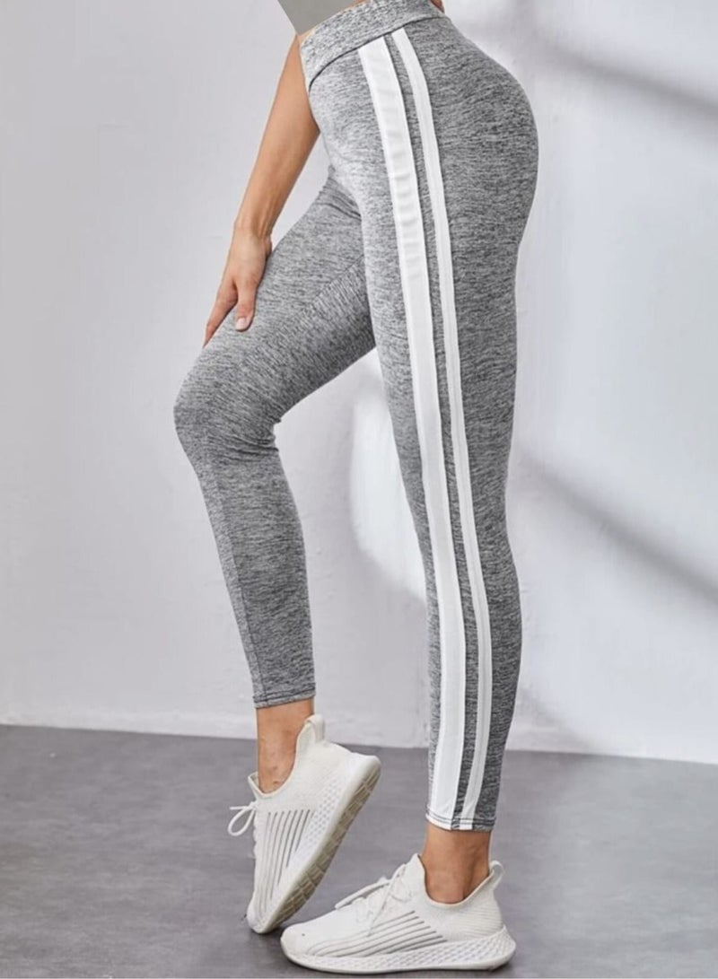 Fstyle Sporty Leggings with Striped Sides - Image 1