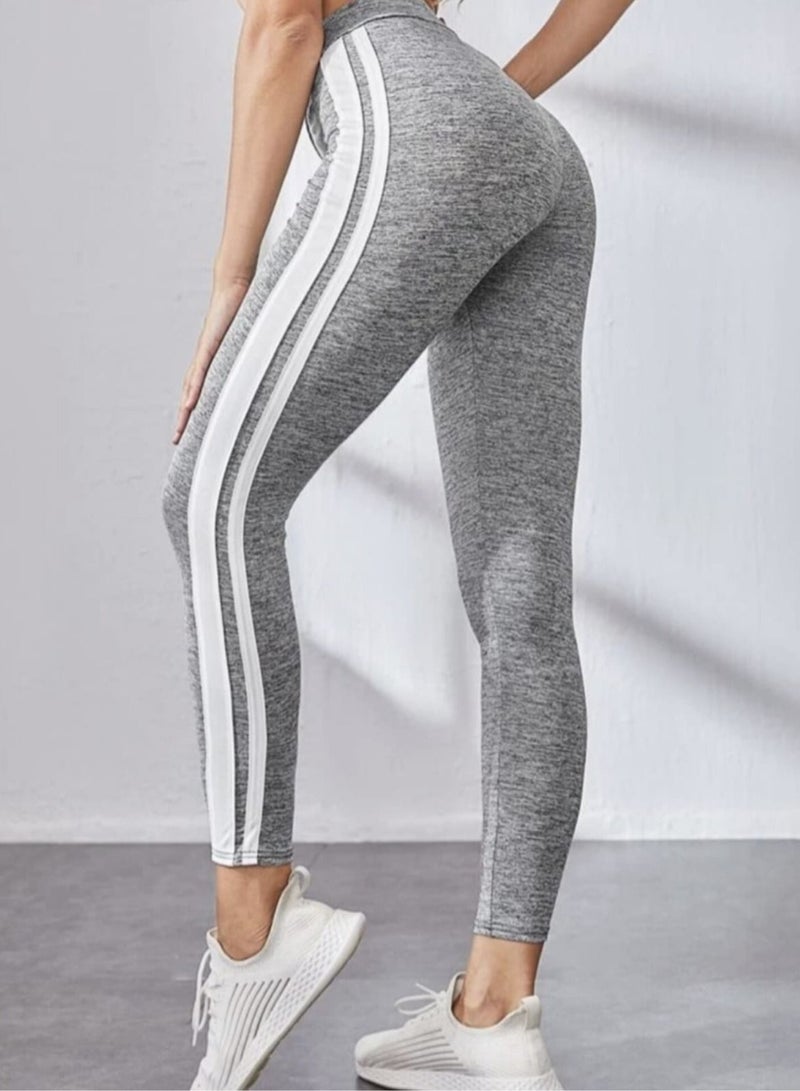 Fstyle Sporty Leggings with Striped Sides - Image 3