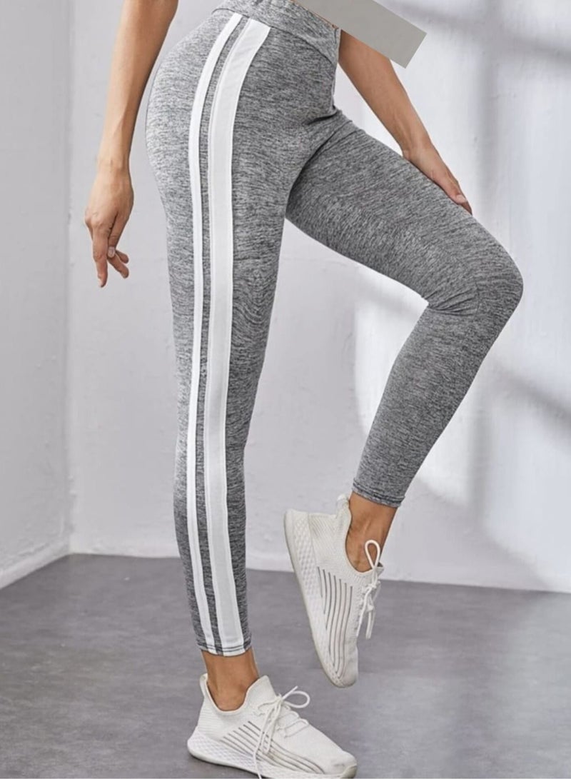Fstyle Sporty Leggings with Striped Sides - Image 2