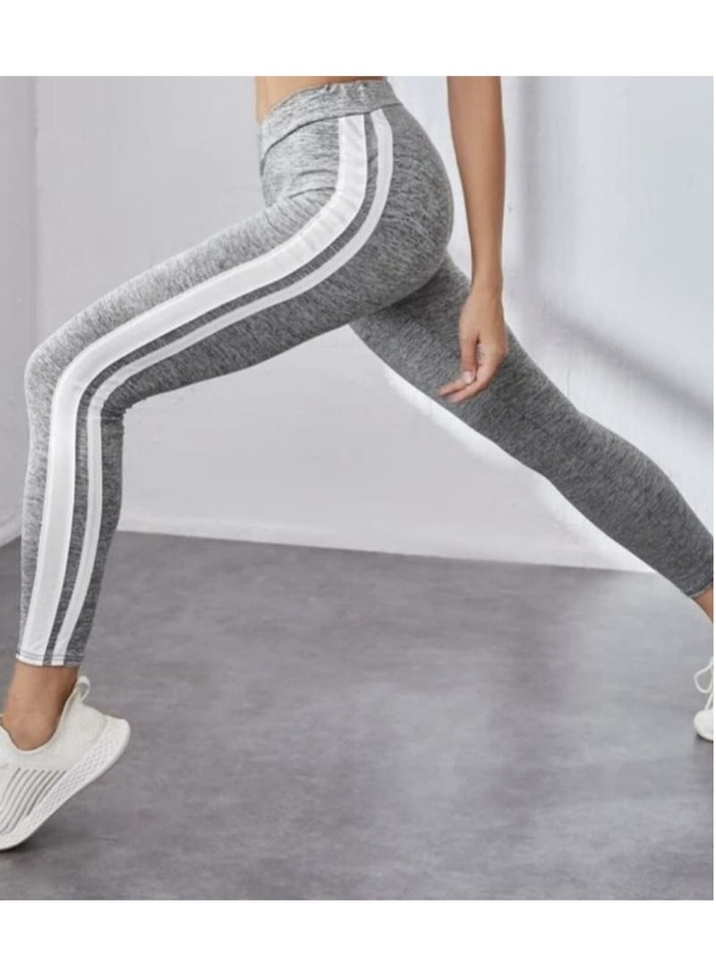 Fstyle Sporty Leggings with Striped Sides - Image 5