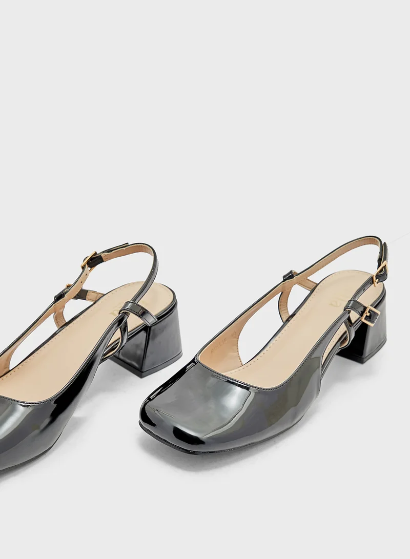 ELLA Square Toe Block Heel Pump