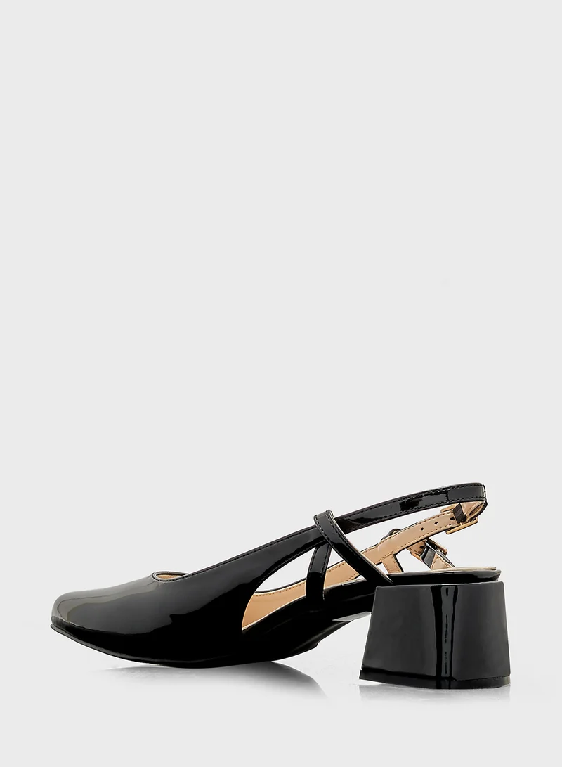 ELLA Square Toe Block Heel Pump