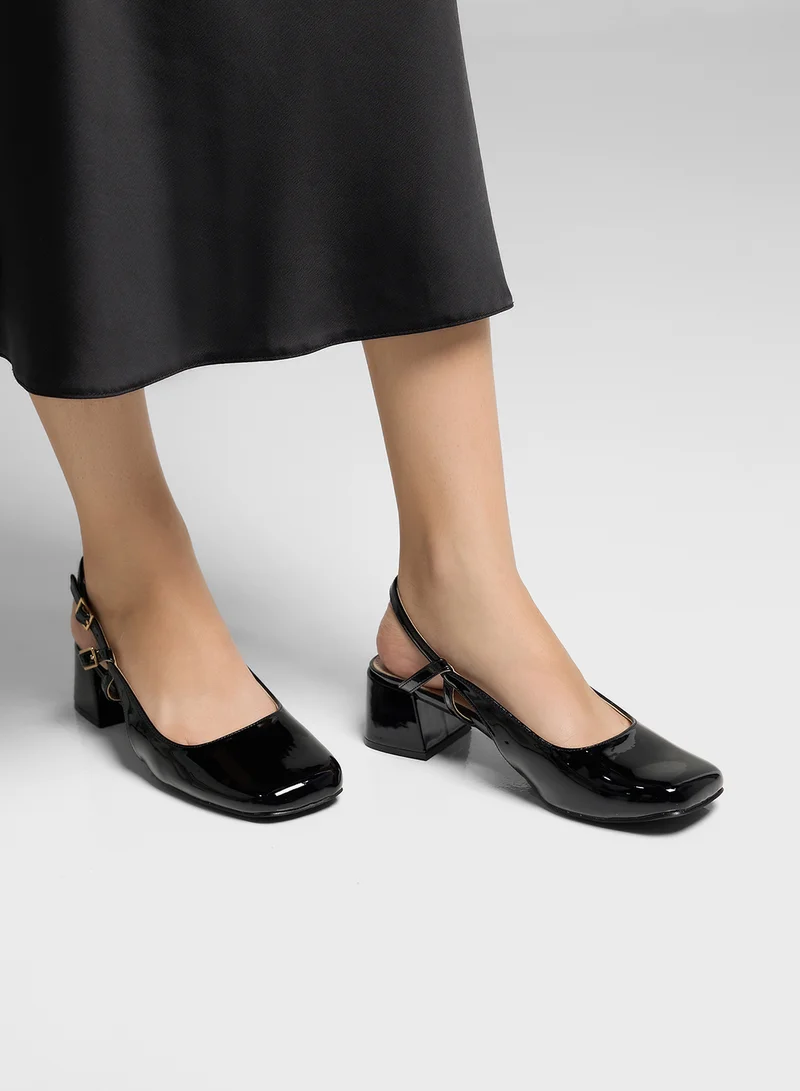 ELLA Square Toe Block Heel Pump