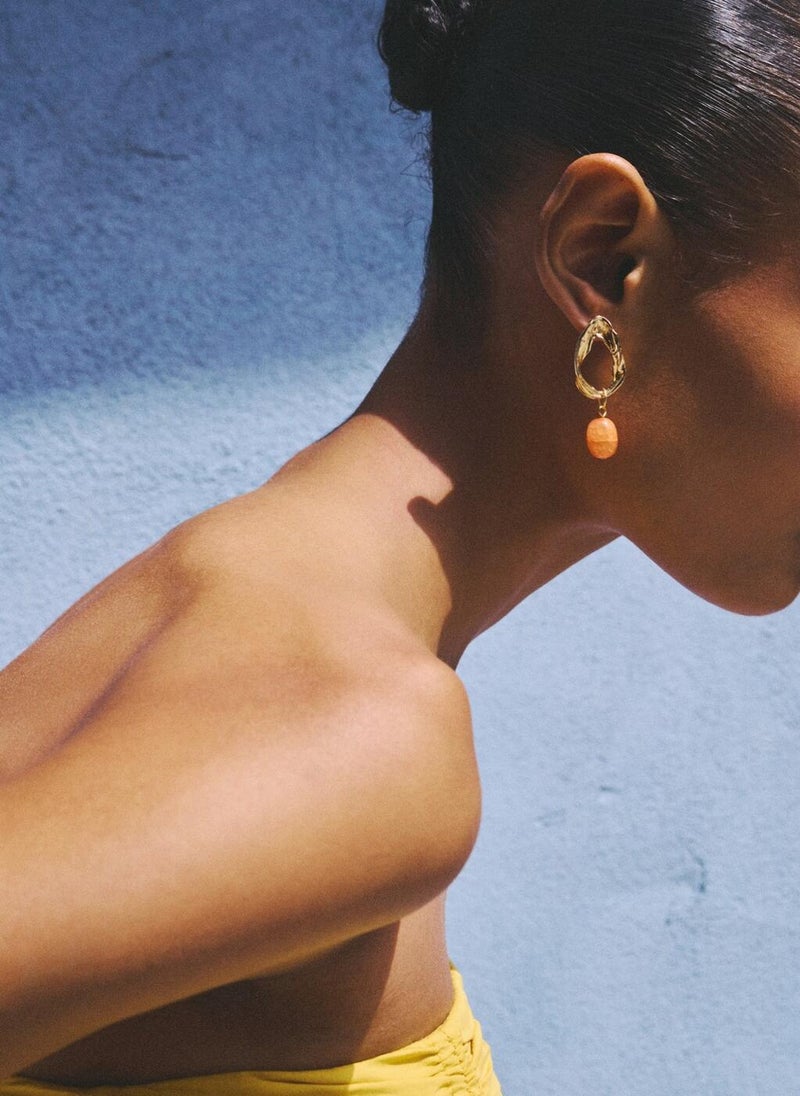 مانجو أقراط بتصميم دائري مرصع بالخرز - Image 3