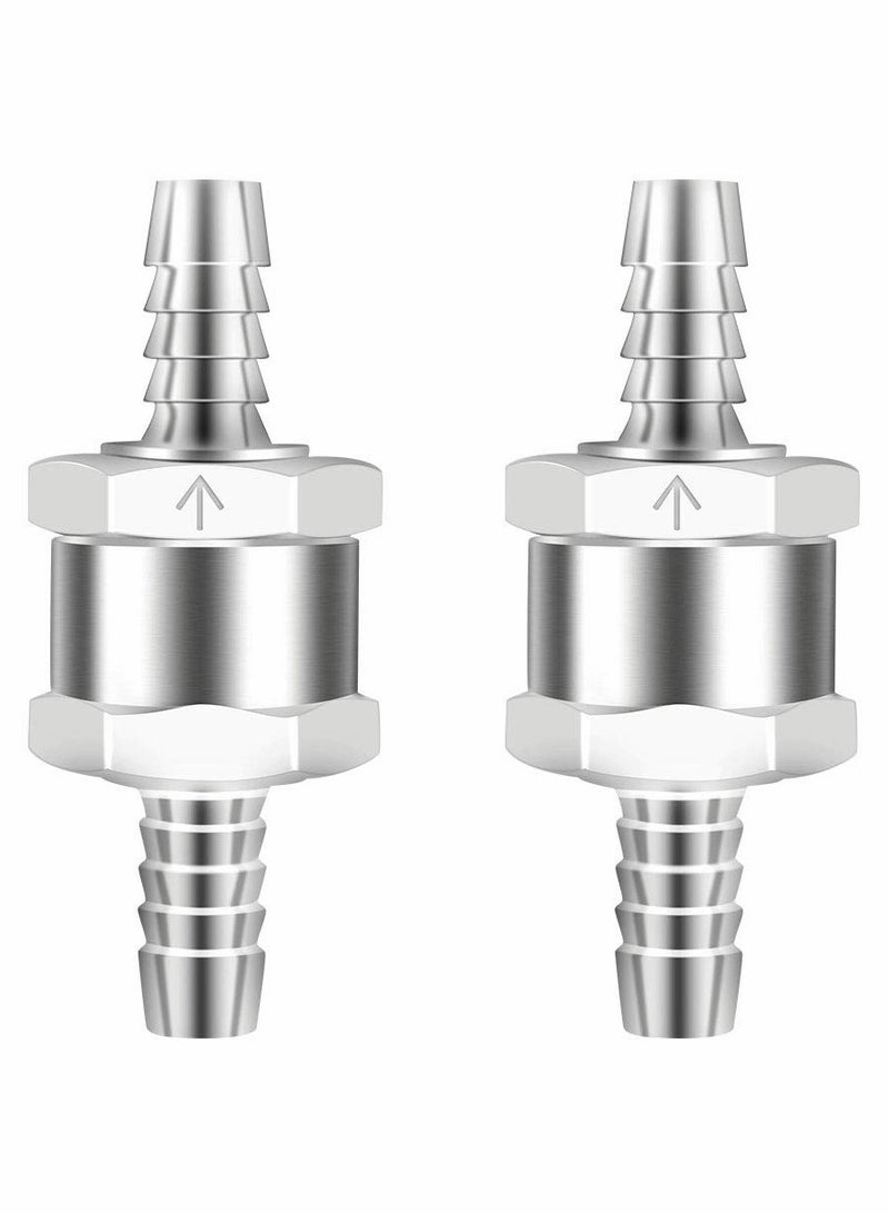 SYOSI 8mm One Way Aluminium Fuel Non Return Check Valve for Petrol Diesel Oil Water Chrome Car Auto Carburettor Low Pressure Systems (2 Packs) - Image 1