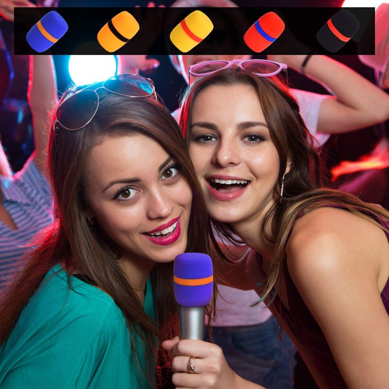 Facmogu 10 Pack Colorful Foam Mic Cover Handheld Microphone Windscreen, Foam Mic Windscreen with Color Ring for Mic Noise Reduction, Sponge Foam Cover Shield Protection for Most Standard Mic (5 Color) - Image 2