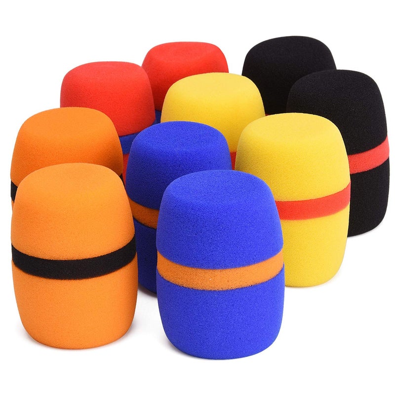 Facmogu 10 Pack Colorful Foam Mic Cover Handheld Microphone Windscreen, Foam Mic Windscreen with Color Ring for Mic Noise Reduction, Sponge Foam Cover Shield Protection for Most Standard Mic (5 Color) - Image 1