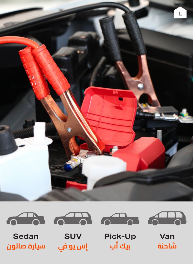 LAWAZIM Car Jumper Cables - 300Amp - Booster Cables with Insulated Copper Clips, High-Current Jump Start Wire - Ideal for Emergency Battery Charging, Roadside Assistance, and Vehicle Maintenance - Image 5