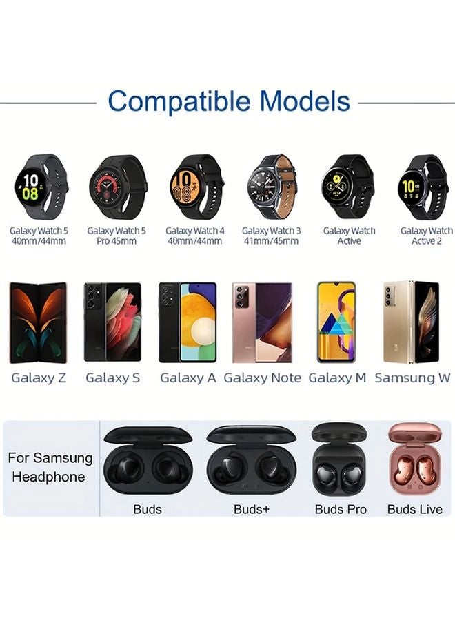 Black 2 In 1 Charger Cable For Galaxy Watch And Phone USB C To Micro USB Fast Charging Cord - Image 4