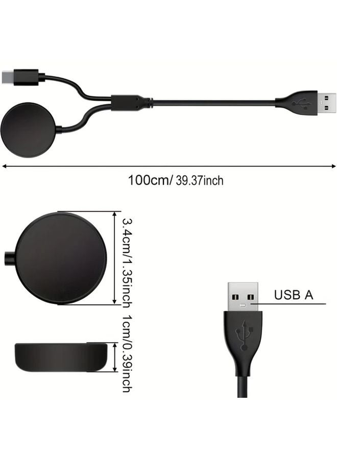 Black 2 In 1 Charger Cable For Galaxy Watch And Phone USB C To Micro USB Fast Charging Cord - Image 3