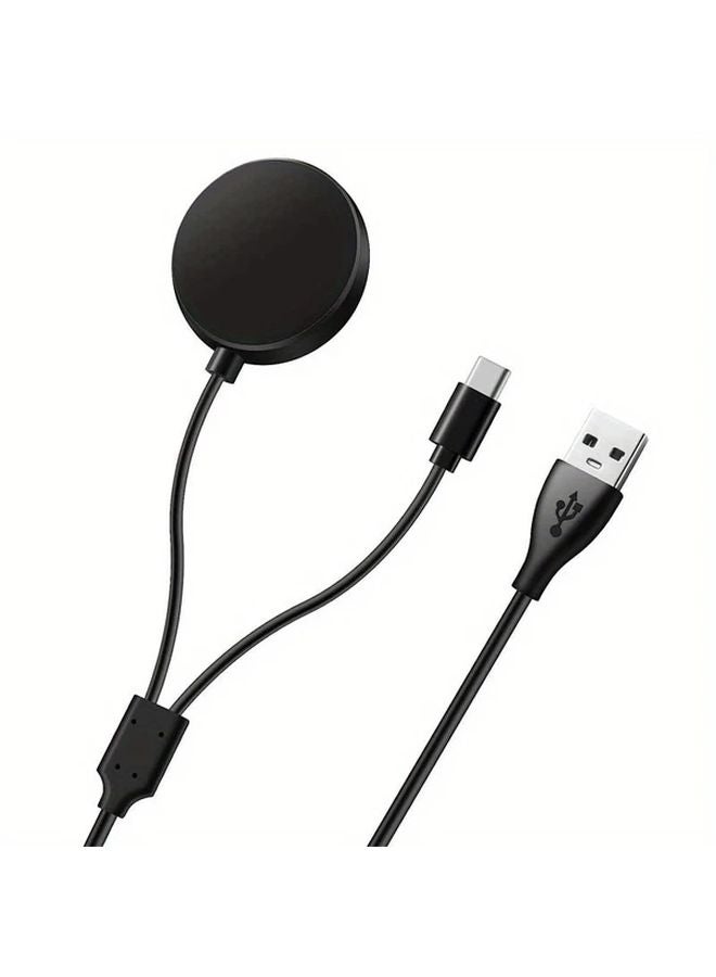 Black 2 In 1 Charger Cable For Galaxy Watch And Phone USB C To Micro USB Fast Charging Cord - Image 1