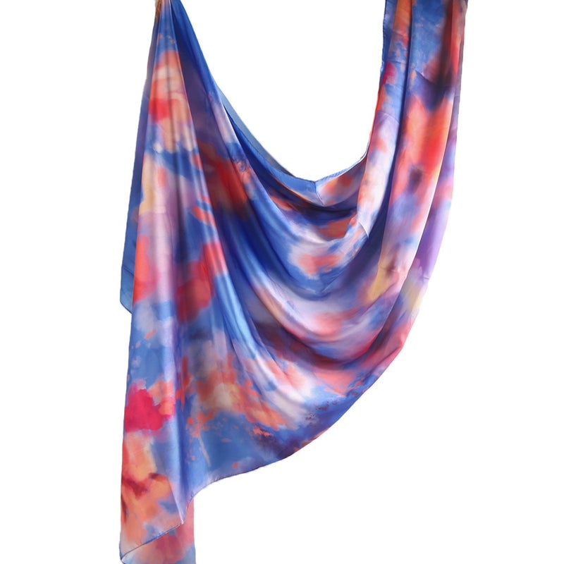 Silk Printed Headscarf - Ethnic Shawl with Premium Marble Print 85*180cm