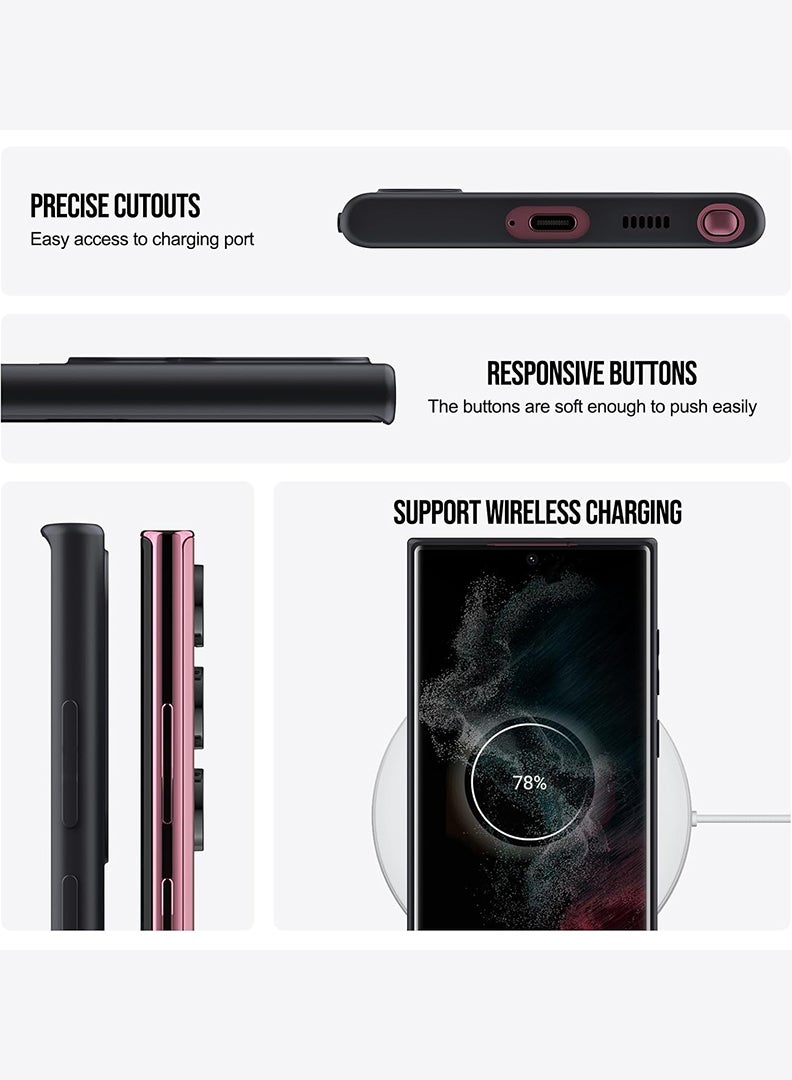 رفع القضية متوافق مع حافظة S23 Ultra مقاس 6.8 بوصة، كمبيوتر شخصي ممتاز غير لامع [ناعم مضاد للخدش] غطاء هاتف نحيف واقٍ مقاوم للصدمات لهاتف S23 Ultra 2023، أسود - Image 2