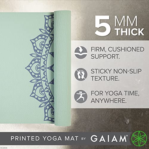 Gaiam Yoga Mat Non Slip 5mm Thick Print Mat for Yoga Pilates Floor Workouts Colorful Printed Design PVC Free Lightweight 68 x 24 Includes Free Online Yoga Class - Image 3