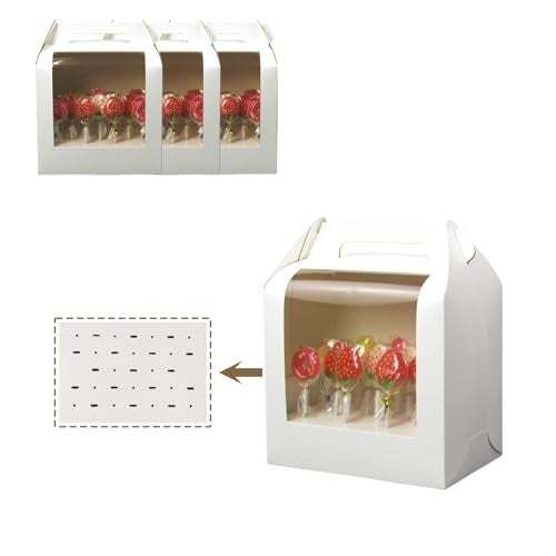 Yoqanr 4 PCS Cake Pop Boxes - Portable Cake Pop Holder Boxes with Clear Window, Cake Pop Boxes Holder Packaging with Lid, Cake Display Stand With 33 Hole Positions, White Cake Boxes Packaging - Image 1