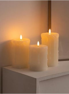 JAJEEK 3 Piece LED Flameless Candles – LED Pillar Candles for Romantic Ambiance, Battery Operated with Remote Control & Timer, Perfect for Festival, Wedding, Home & Party Decor (Pack of 3) – Classic Ivory  - Image 5