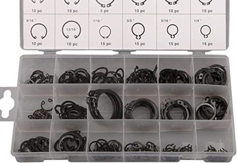 AQ AQSON AQSON 225PCS Lock Washer Retaining Ring Circlip Set - External/Internal E-Type Snap Retaining Assortment - Image 1