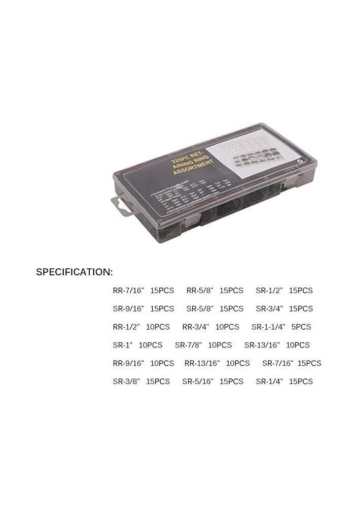 AQ AQSON AQSON 225PCS Lock Washer Retaining Ring Circlip Set - External/Internal E-Type Snap Retaining Assortment - Image 5