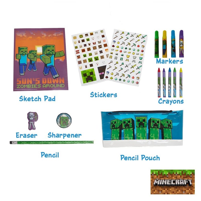 Innovative Designs Mine Craft Kids Coloring Art and Sticker Set, 30 Pcs. School & Craft Supplies with Pencil Case - Image 2