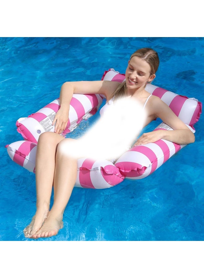 عوامة كرسي هوائية للمسبح للكبار والأطفال – تصميم أرجوحة 4 في 1 – بنمط مخطط – مقعد شبكي مريح – مثالية لحفلات المسبح والصيف - Image 1