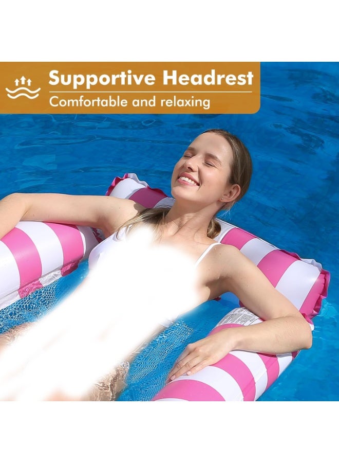 عوامة كرسي هوائية للمسبح للكبار والأطفال – تصميم أرجوحة 4 في 1 – بنمط مخطط – مقعد شبكي مريح – مثالية لحفلات المسبح والصيف - Image 2