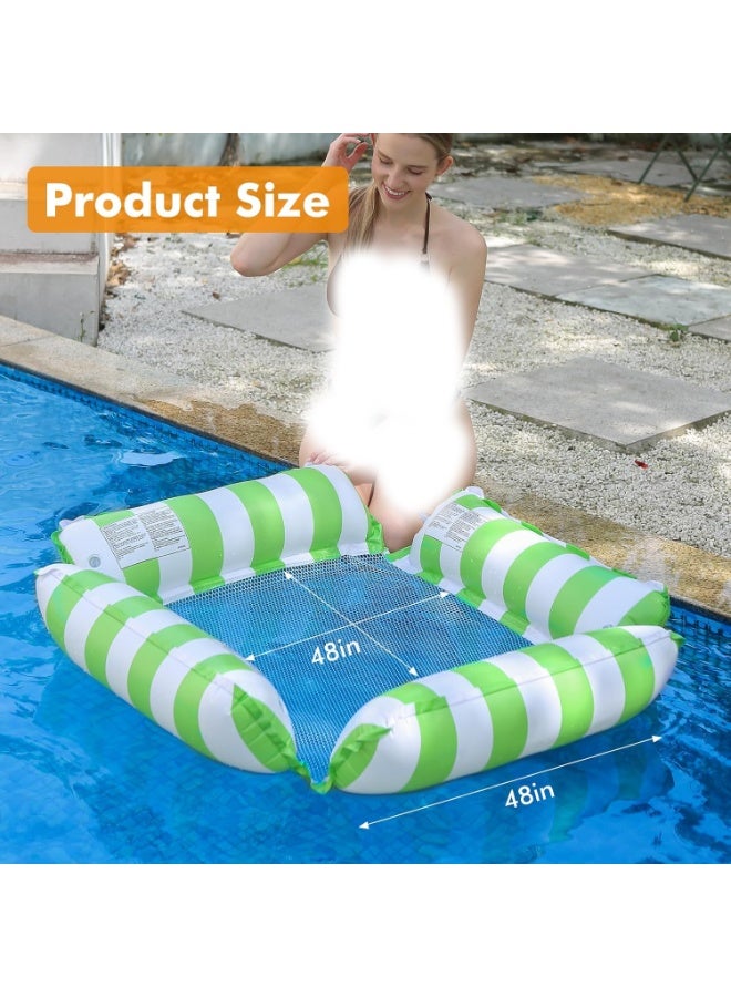 عوامة كرسي هوائية للمسبح للكبار والأطفال – تصميم أرجوحة 4 في 1 – بنمط مخطط – مقعد شبكي مريح – مثالية لحفلات المسبح والصيف - Image 5