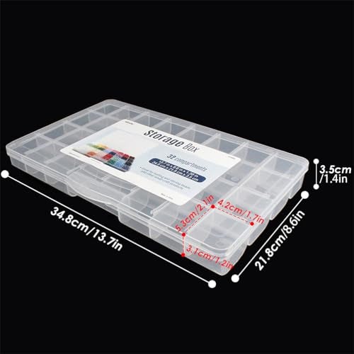 Chemlliy 32 Grids Clear Plastic Organizer Box, Craft Storage Container for Beads Organizer, Art DIY, Crafts Jewelry Storage, Fishing Tackles, Rock Collection, 1 Pack - Image 2