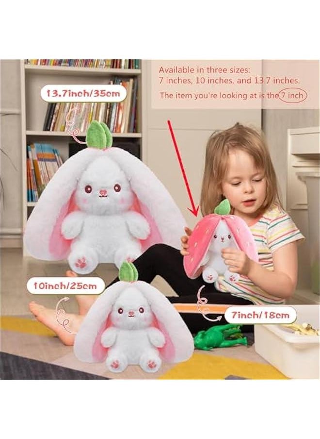 Arabest Bunny Stuffed Animal Reversible Cuddle Bunny Stuffed,Strawberry Bunny Transformed Rabbit Plush Zipper,Carrot That Turns Into Ears Bunnies Plushies Toy Cute Stuffy Doll Easter Girlfriend Gift  - Image 3