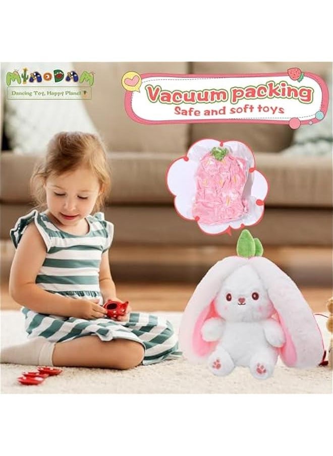 Arabest Bunny Stuffed Animal Reversible Cuddle Bunny Stuffed,Strawberry Bunny Transformed Rabbit Plush Zipper,Carrot That Turns Into Ears Bunnies Plushies Toy Cute Stuffy Doll Easter Girlfriend Gift  - Image 4