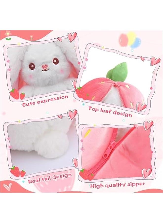 Arabest Bunny Stuffed Animal Reversible Cuddle Bunny Stuffed,Strawberry Bunny Transformed Rabbit Plush Zipper,Carrot That Turns Into Ears Bunnies Plushies Toy Cute Stuffy Doll Easter Girlfriend Gift  - Image 5
