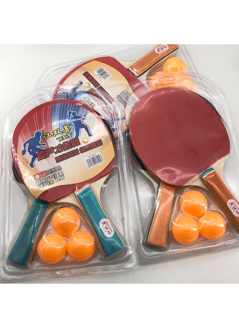 Generic - Factory wholesale table tennis racket with 3-ball childrens entertainment racket 2 pack ten yuan shop wholesale quantity 2027 (two three balls) 2027 (two three balls) - Image 1