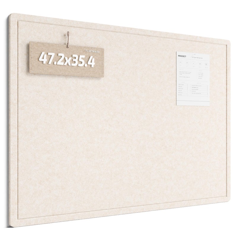 Fluxynara Large Bulletin Board, 47.2" x 35.4" Cork Board Alternative with 24 Safe Removable Adhesive Tabs, Foldable Felt Pin Board for Home Office, Classroom, Bedroom,Entryway for Wallsâ€” Oatmeal - Image 1