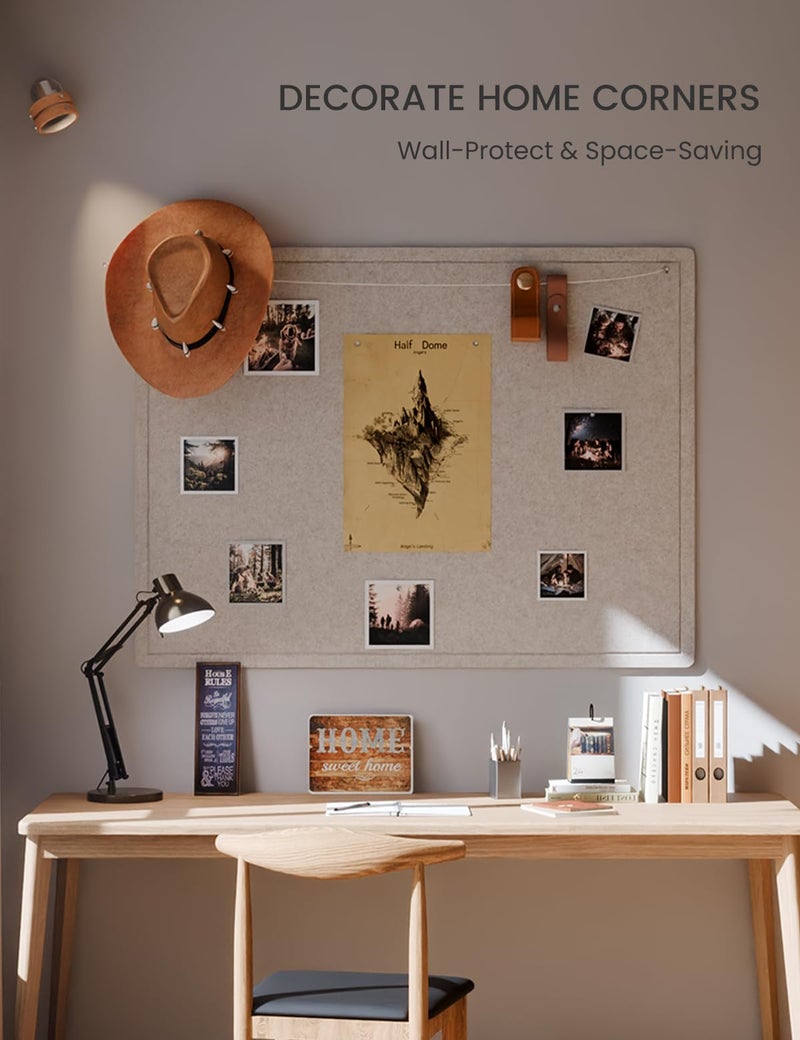 Fluxynara Large Bulletin Board, 47.2" x 35.4" Cork Board Alternative with 24 Safe Removable Adhesive Tabs, Foldable Felt Pin Board for Home Office, Classroom, Bedroom,Entryway for Wallsâ€” Oatmeal - Image 4