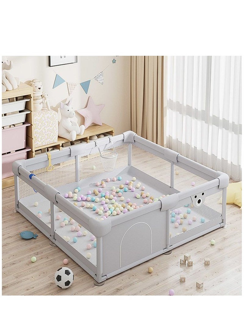 Arabest Baby Playpen with Mat 150*180 CM, Play Pen for Babies and Toddlers with Gate, Baby Fence Sturdy Safety Playpen, Indoor & Outdoor Kids Activity Center  - Image 1