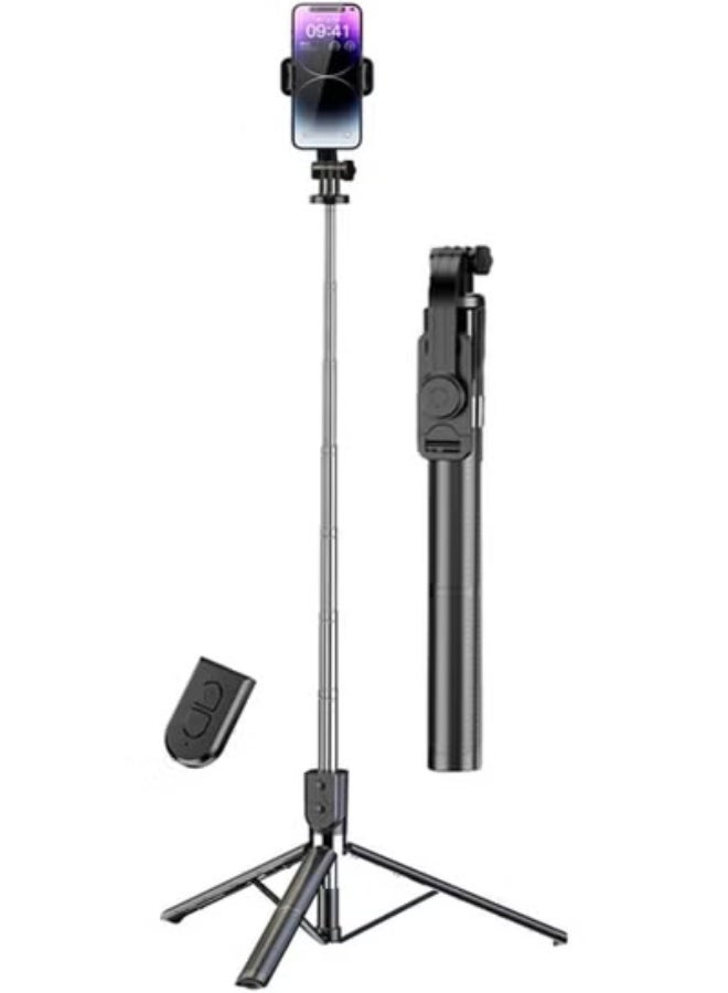 170cm Phone Tripod & Selfie Stick – Extendable Tripod Stand with Remote Control and Rotating Phone Holder, Compatible with iPhone & Android Smartphones - Image 4