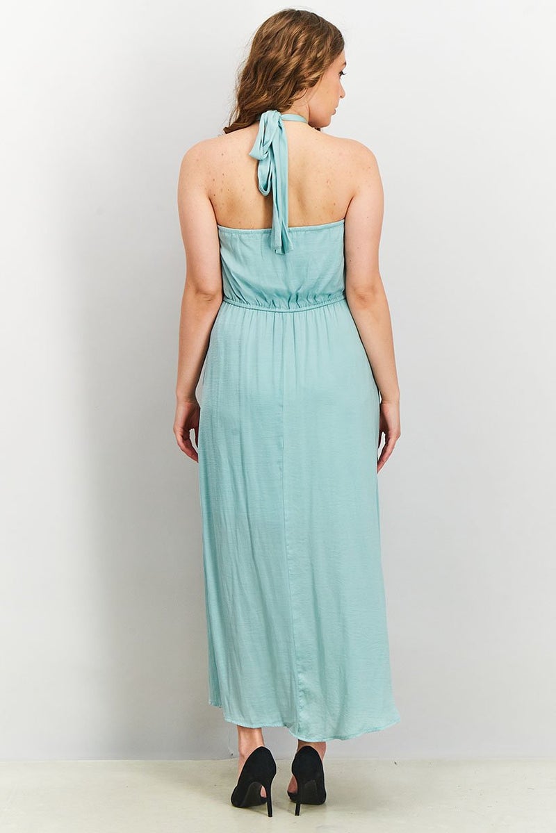 Sam Edelman Women Criss Cross Neck Party Maxi Dress, Mint - Image 3