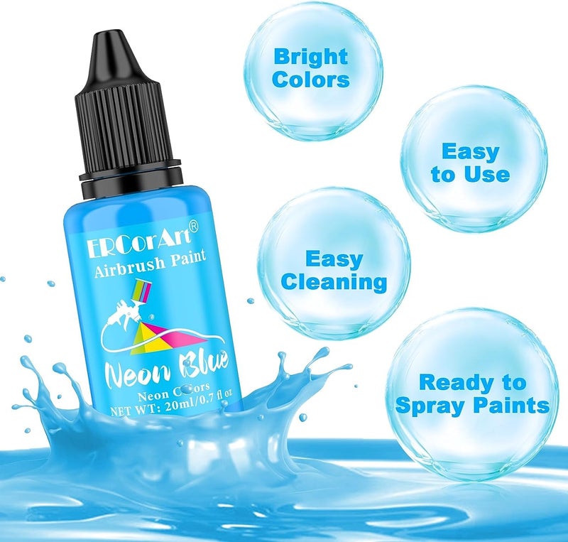 ERCorArt Airbrush Paint Set - 30 Colors Ready to Spray Airbrush Kit with 2 Cleaning Brush, Water Based Acrylic Air Brush Paint for Metal, Plastic Models, Artists - 0.7fl oz - Image 5