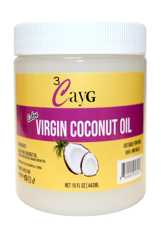 3CAYG 15oz Extra Virgin Coconut Oil for Softer Skin, Hair Growth, and Nailcare - Image 1