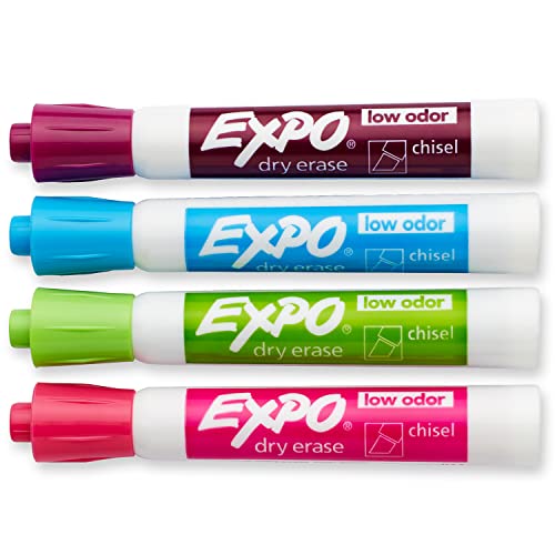 EXPO Low-Odor Dry Erase Markers, Chisel Tip, Fashion Colors, 4-Count - Image 3