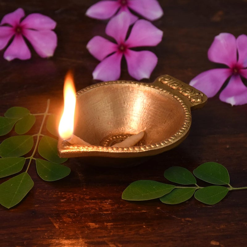 Indian-Shelf IndianShelf Handmade Premium Quality Shubh Labh Religious Pital Diya for Ceremonies God Idols Deepak Awards Pooja Unique Brass Oil Lamps Decorative 85 Cm  - Image 2